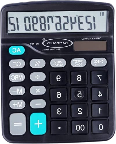 Elektronische Rekenmachine - Cijferhulp Kantoor - Dagelijkse Berekeningen - 112 Stappen Controleren - 12 Cijfers - Zwart