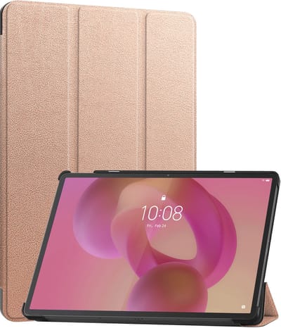 Hoes - Geschikt voor Lenovo Idea Tab Pro - Dun & Stevig - Trifold Bookcase - Hard Cover - Hardcover Book Case - Tablet Hoesje - Rosé goud