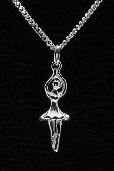 Zilveren Balletdanseres ketting hanger - 2