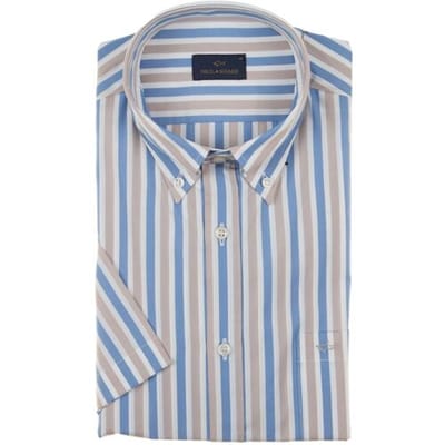 Paul & Shark Overhemd Cotton Poplin Stripe Shirt Blauw-Beige / male