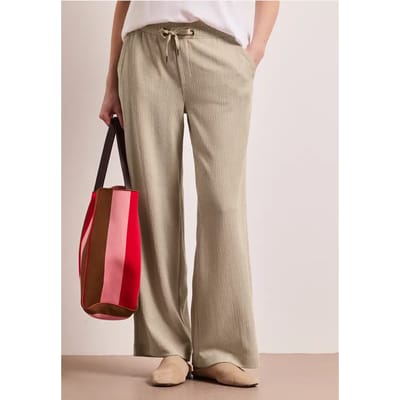 High Waist broek met wijde pijpen in casual pasvorm