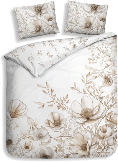 Heckettlane Dekbedovertrek Giotto - Off White - Dekbedovertrek van 100% Katoen-Satijn - Dekbedovertrek 260x200-220 cm - Lits-Jumeaux XL - Padua