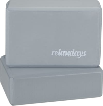 yogablok - set van 2 - foam - antislip - 8 x 23 x 15 cm - grijs