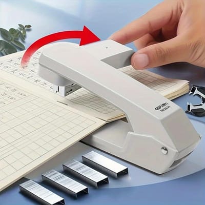 25 vellen 360° Roterende Bureau nietmachine, Handmatige bediening, Multifunctionele kantoorbenodigdheden, Wit, Niet tot 25 vellen