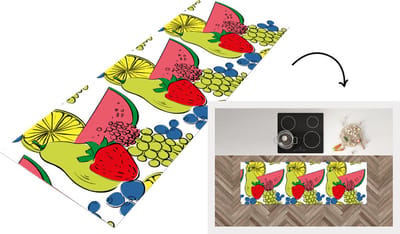Keukenloper - Loper keuken - Fruit - Cartoon - Patroon - 150x50 cm - Keukenloper vinyl