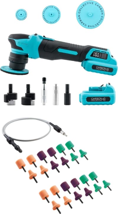 CARBON COLLECTIVE - Hex Mini Machine Polisher - Rotary / Dual Action Battery Polisher Ultimate Kit