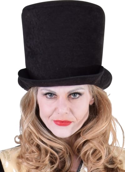 Magic By Freddy's - Steampunk Kostuum - Luxe Hoge Hoed Zonder Bril - Zwart - Carnavalskleding - Verkleedkleding