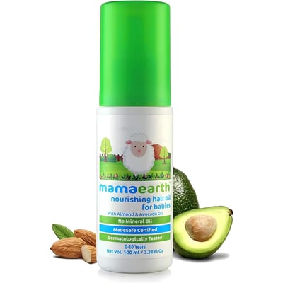 Mamaearth Voedende Baby Haarolie Voor Zachte Haargroei 100ml | Zachte Hoofdhuidolie Met Amandel & Avocado Voor Baby's
