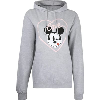 Disney Dames/dames Mickey Love Kiss Hoodie (Heide Grijs)