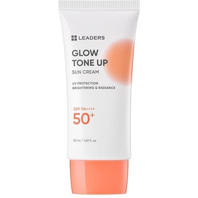 LEADERS Crème Solaire Éclaircissante Glow Tone Up SPF50+ PA++++ Protection Solaire Éclaircissante 50ml beige