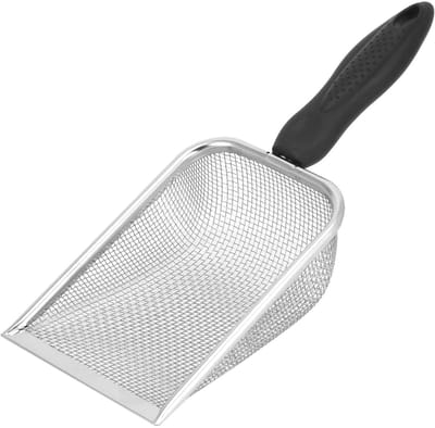 EXCITAT Schep - Kattenbakschep - RVS Zandzeef - 2x2mm Maaswijdte - Geschikt voor Hamsterstrooisel, Vogelstrooisel, Reptielenmest, Kattenbakvulling - Zwart