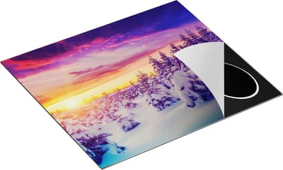 Chefcare Inductie Beschermer Zonsondergang in het Sneeuw Bos - 60x50 cm - Afdekplaat Inductie - Kookplaat Beschermer - Inductie Mat
