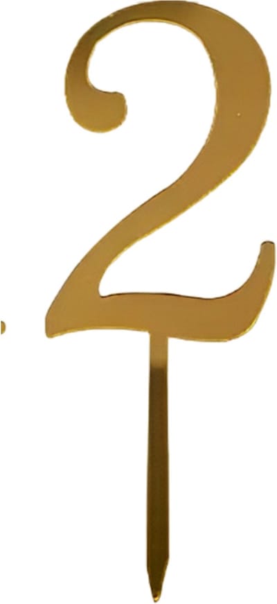 Cake Topper Cijfer 2 - Goud - 1 Stuk - Taarttopper - Taartdecoratie - Taartversiering