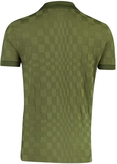 BOSS Green poloshirt donkergroen vierkant patroon gebreid