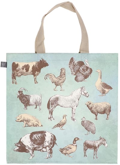 Esschert Design boodschappentas boerderijdieren speelgoed tas kleurrijk.
