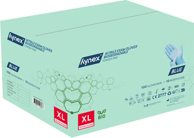 Hynex Biologisch Afbreekbare Nitril Handschoenen Blauw – Maat XL omdoos 1000 Stuks – Poedervrij – Bio Degradable
