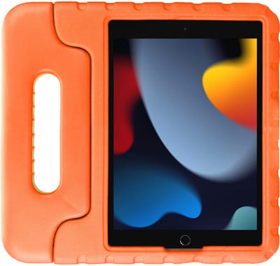 HappyCase Kinder Tablethoes Geschikt voor Apple iPad 10.2 2019/2020/2021 | Kindvriendelijke Hoes | Beschemhoes | Kinderhoes | met Handvat en Standaard | Oranje