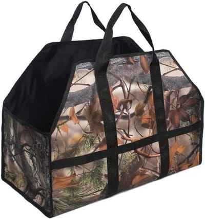 Brandhout Opbergtas - Draagbare Houtzak - Buitenhaard Accessoire - Grote Capaciteit - 61 x 30.5 x 25.4cm - Bruin