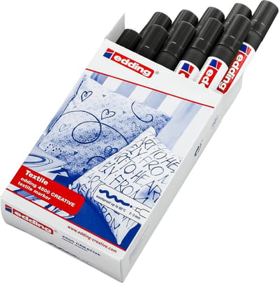 edding 4500 textielstift - zwart - 10 stuks - ronde punt 2-3 mm - textielstiften wasmachinebestendig (60°C) om op textiel te tekenen - textielmarker voor volwassenen en kinderen