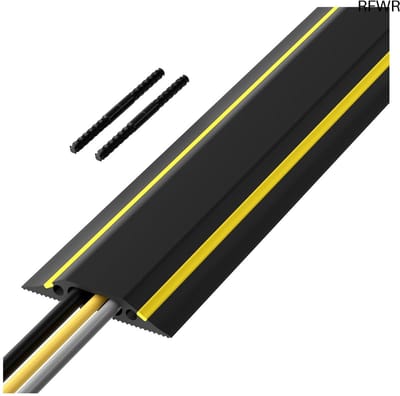RFWR® Vloerkabelafwerking 1,8 Meter voor Kabelmanagement - Bescherming Tegen Struikelen - Zwart en Geel