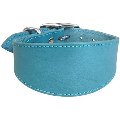 Verstelbare Brede Hondenhalsband Koeienhuid Leer Zacht Grote Rassen Halsbanden Anti-Trek Duurzame Huisdierhalsbanden Riem Italiaanse Windhonden M blauw