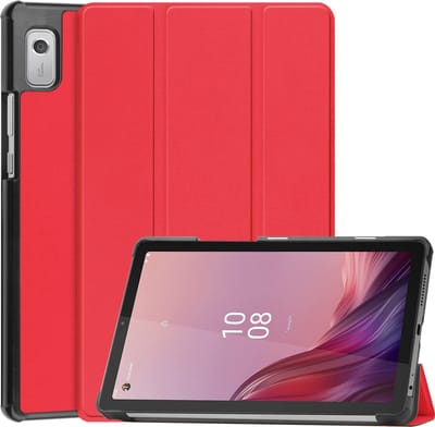Hoesje - Geschikt voor Lenovo Tab M9 - Dun & Stevig - Hardcover Book Case - Trifold Bookcase Hoes - Hard Cover - Tablethoes - Rood