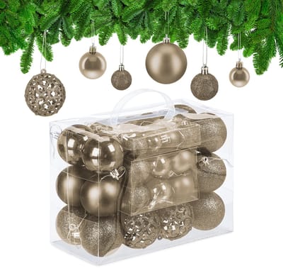 kerstballen - set van 50 - onbreekbaar - plastic - ∅ 3, 4 & 6 cm - champagne