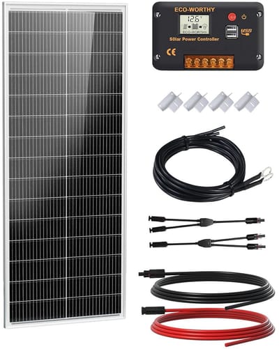 Zonnepaneel Set - Energie Opwekker - Off-Grid Stroom - Hoge Efficiëntie 25% - 112 x 45.5 cm - Zwart