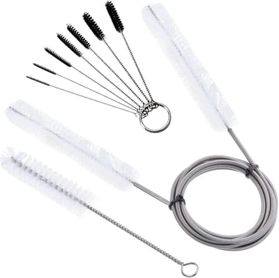 Nylon schoonmaakborstel set van 9 stuks voor aquariumonderhoud, flexibele borstel voor filters en slangen, ideaal voor pomp en buisreiniging