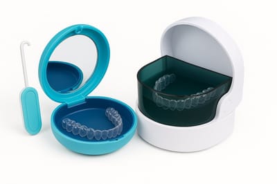 3-in-1 Ultrasoon Reinigingsset – Voor Aligner, Retainer & Invisalign – Inclusief Bakje met Spiegel & Verwijdertool