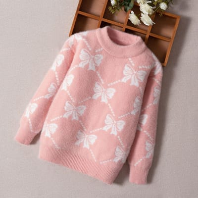 Winter Verdikte Nieuwe Nerts Kinderstrui Basis Meisjes Gebreide Trui Pullover Ronde Hals 150 gray