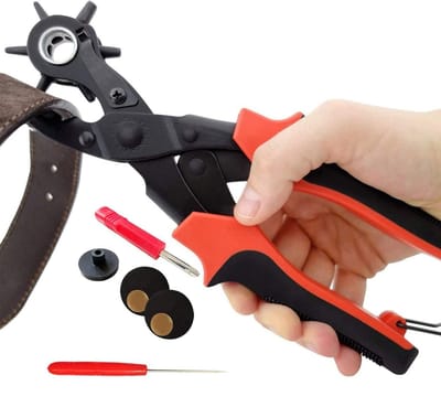 Lederen perforatieset, Arbeidsbesparend En Duurzaam Gereedschap Met Meerdere Gatmaten, Inclusief Roterende Perforator Met 6 Ronde Gatmaten, Voor Riemen, Polsbanden, Handtassen, Halsbanden Voor Honden, Doe-Het-Zelfprojecten Of Knutselwerk.