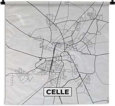Wandkleed - Wanddoek - Duitsland - Stadskaart - Plattegrond - Kaart - Celle - 180x180 cm - Wandtapijt