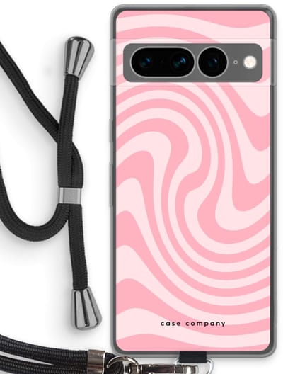 Case Company® - Hoesje met koord geschikt voor Google Pixel 7 Pro hoesje met Koord - Swirl Roos - Telefoonhoesje met Zwart Koord - Bescherming aan alle Kanten en Over de Schermrand
