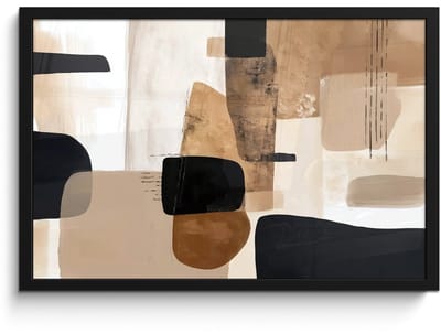 Poster in lijst - Fotolijst 60x40 cm - Posters - Vlakken - Abstract - Zwart - Strepen - Posterlijst zwart - Decoratie - Wanddecoratie woonkamer - Muurdecoratie slaapkamer