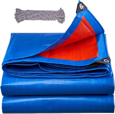 Afdekzeil - Zeildoek Dekzeil - Buiten Spullen Beschermen - Scheurvast UV-bestendig - 3x4m - Blauw-rood