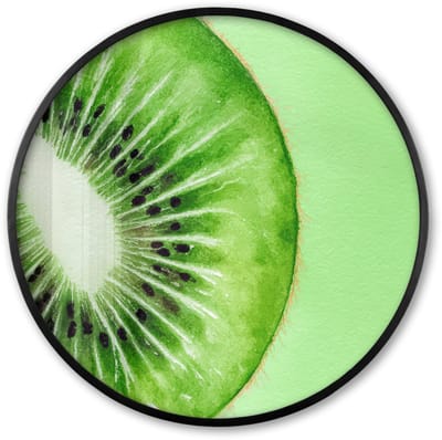 Poster in lijst Rond - Fotolijst 60x60 cm - Posters - Kiwi - Groen - Fris - Ronde posterlijst zwart - Decoratie - Wanddecoratie woonkamer - Muurdecoratie slaapkamer