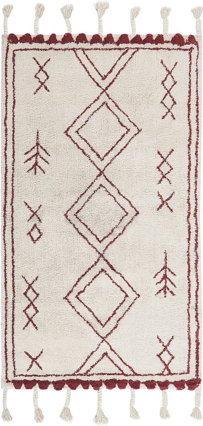 KENITRA - Laagpolig vloerkleed - Gebroken wit - 80 x 150 cm - Katoen