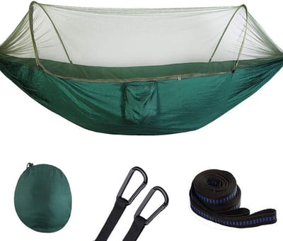 Dubbele Campinghangmat - Nylon Hangmat - Reizen en Kamperen - Met Klamboe - Dubbel - Groen