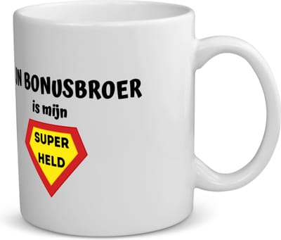 Akyol - mijn bonusbroer is mijn superheld koffiemok - theemok - Broer - super bonusbroer - verjaardag - cadeautje voor broer - broer artikelen - kado - geschenk - 350 ML inhoud