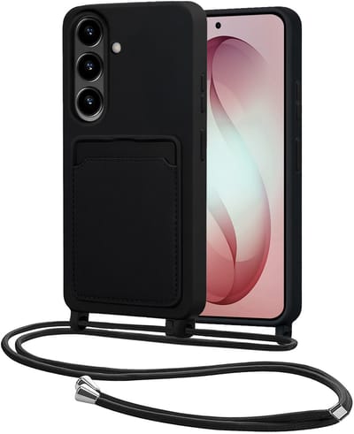 Hoes Geschikt voor Samsung S26 Met Telefoonkoord - Siliconen Hoesje Backcover Met Ketting - Zwart