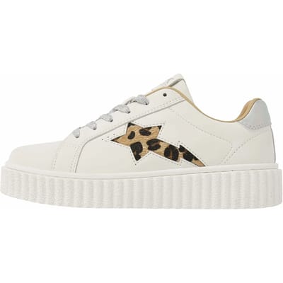 British Knights - Bliss Dames Sneakers Laag - Maat 37 - Wit/Zilver/Panterprint - Vrouwen Schoenen