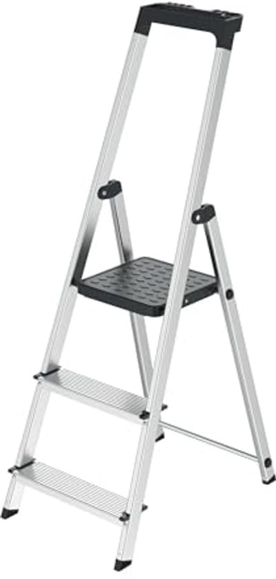 Trapladder Aluminium - 3 Standen, Opvouwbaar en Licht, Antislip Platform en Veiligheidshandgrepen