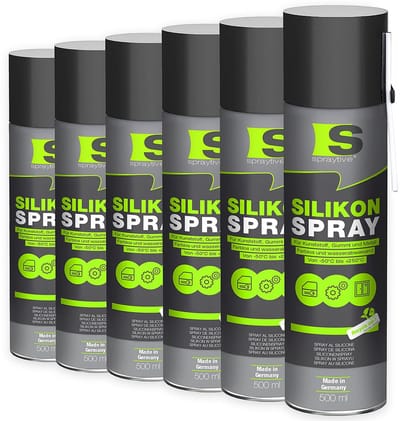 Spraytive 6x 500ml siliconenspray smeermiddel glijspray voor rubber kunststof en metaal waterafstotend beschermt en vermindert piepen