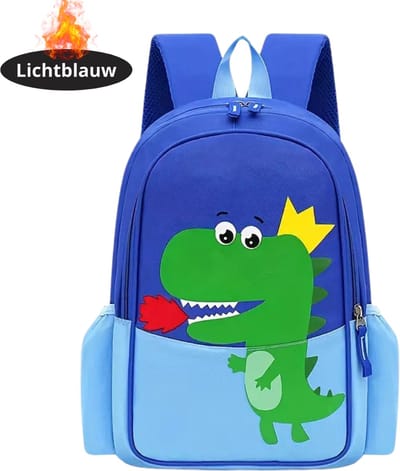 Livano Kinder Rugzak - Jongen - Meisje - Schooltas - Backpack - Dino Lichtblauw