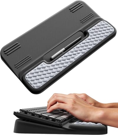 Toetsenbordstandaard en Polssteun In Één - Polssteun voor De Computer - Ergonomische Toetsenbordverhoger (Met Polssteun) - Gemaakt Van Zacht Traagschuim - Zwart
