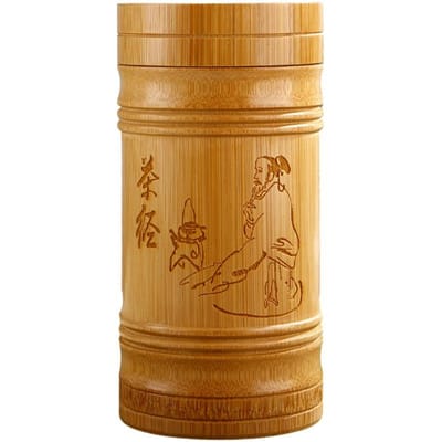 Chinese stijl bamboe thee opbergdoos handgesneden theebus deksel afdichting keuken opbergpotten accessoires kruidendoos organizer beige