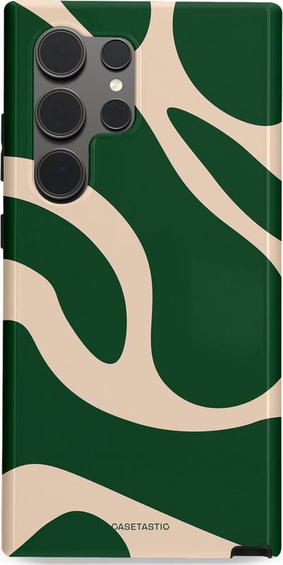 Casetastic hoesje geschikt voor Samsung Galaxy S24 Ultra - Dubbellaagse bescherming - Groen Bos en Zand Duinen - Fashion Case - Donkergroen Zand