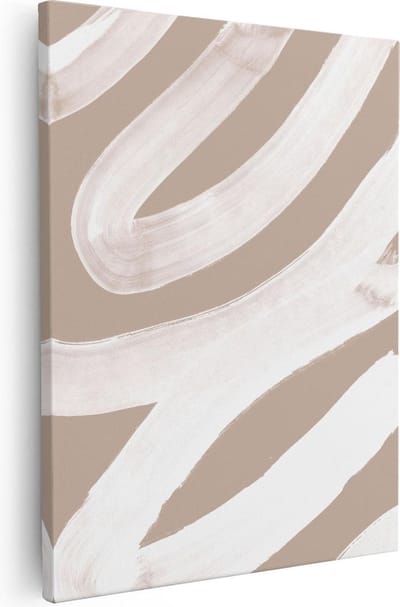 Artaza Canvas Schilderij Abstract Beige - 40x50 cm - Muurdecoratie Woonkamer - Wanddecoratie Boho - Kamer Accessoires