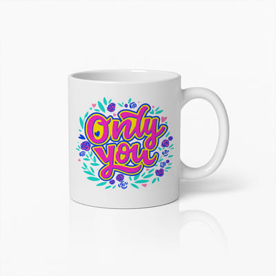 Only You Mok 330ml – Romantische Liefdescitaat Koffiebeker met Bloemontwerp – Perfect Valentijnscadeau voor Stellen & Geliefden